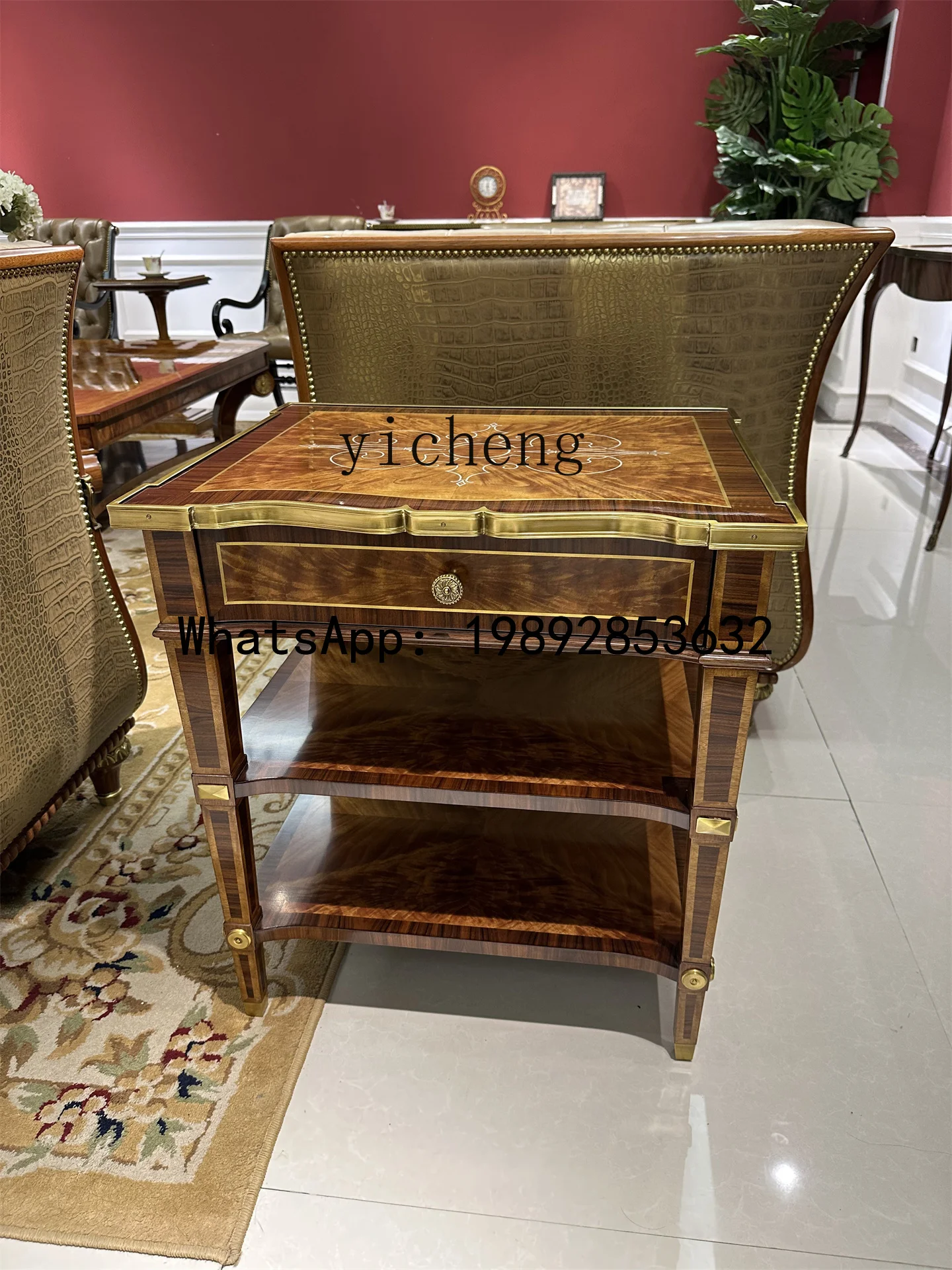 American Style Solid Wood Living Room Home Corner Table Villa Sofa Side Table Small Square Table