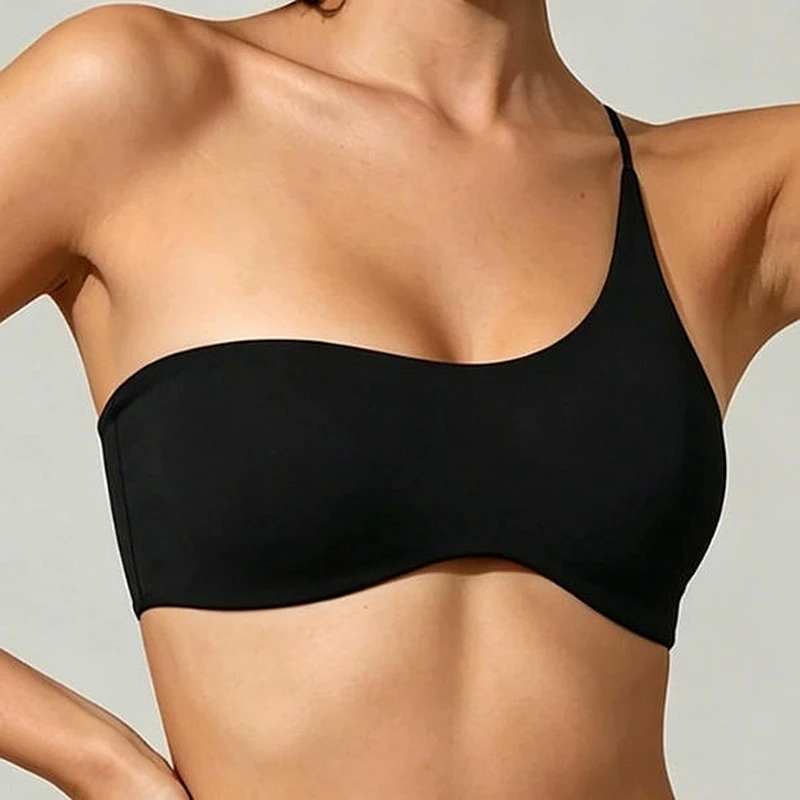One Shoulder Crop Tank Top Women Summer Sleeveless Sexy Slim Fit Hot Girl Tops