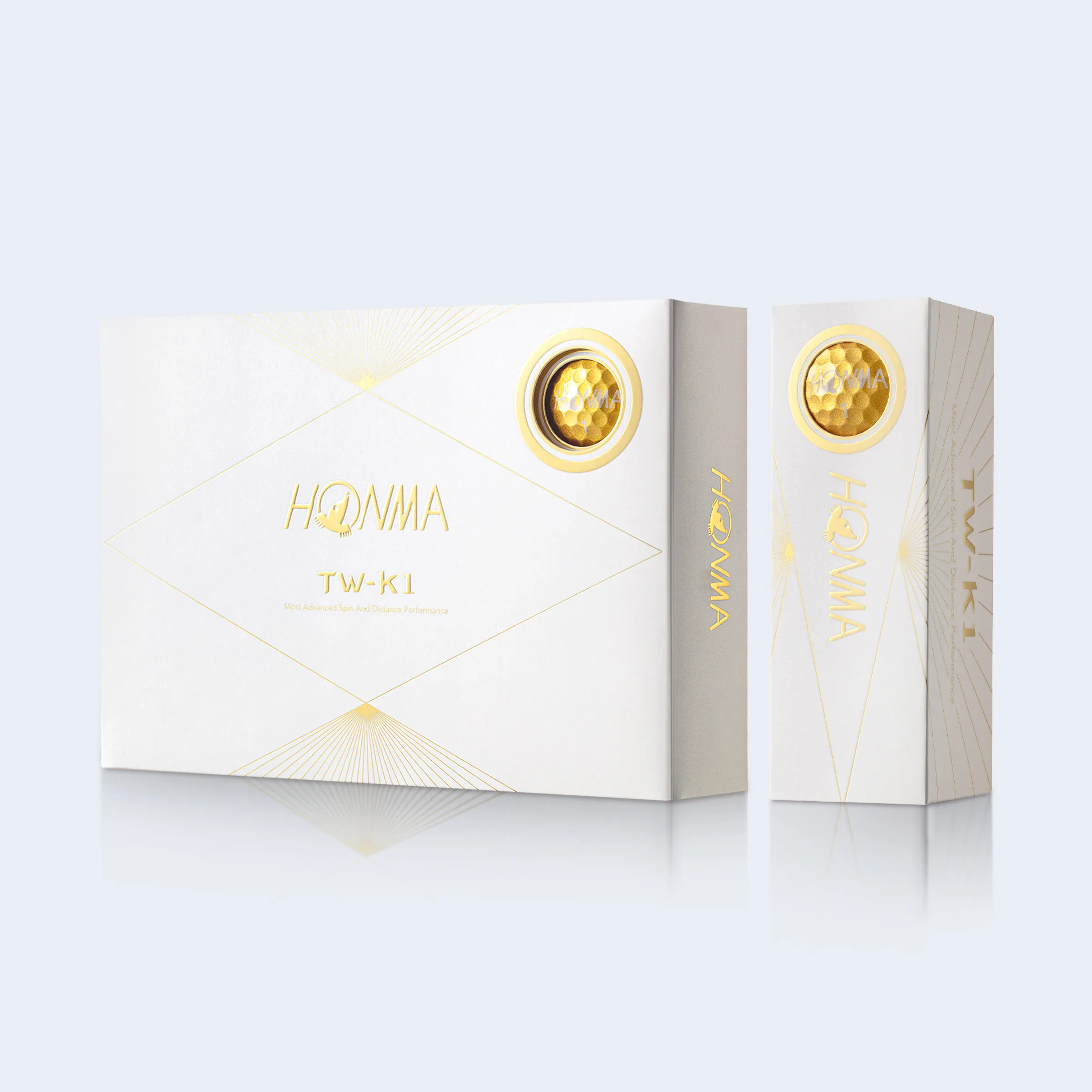HONMA TW-K1 Golf Balls 1 Box 12PCS 3-Layer Soft Feel Distance Spin Control Golf Ball Set White with 1 Gold Ball