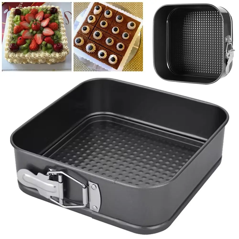 Carbon Steel Non-Stick Leakproof Cake Baking Pans with Removable Bottom Round Mold 7-12inch Square Springform Cake Pan