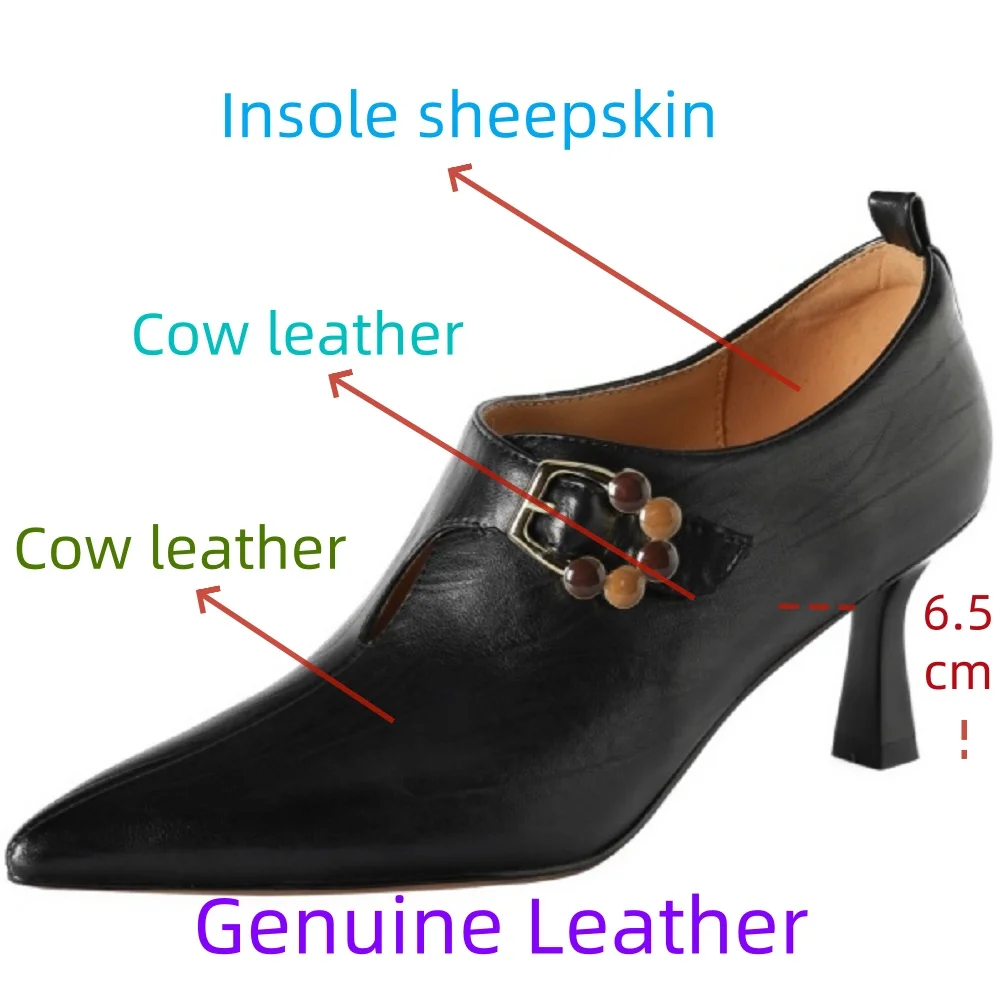 【JOCHEBED HU】Handmade Genuine Leather Soft and comfortable Deep Surface Hollow out High Heel  oes Women Belt 34-40