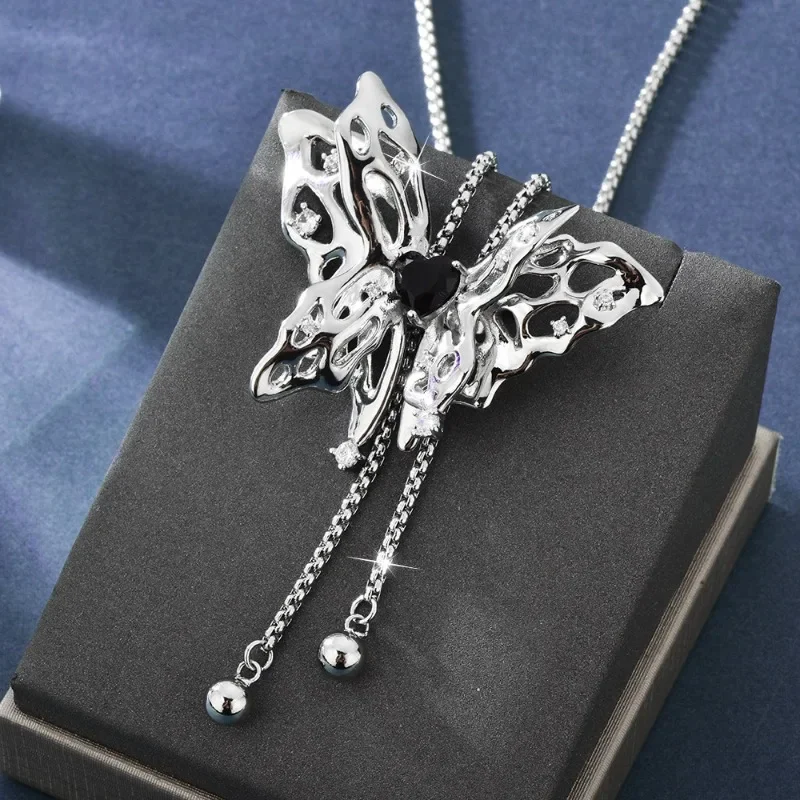 Высококачественная цепочка для свитера-бабочки на осень и зиму, универсальное и элегантное длинное колье в сочетании с ожерельем с кисточками.