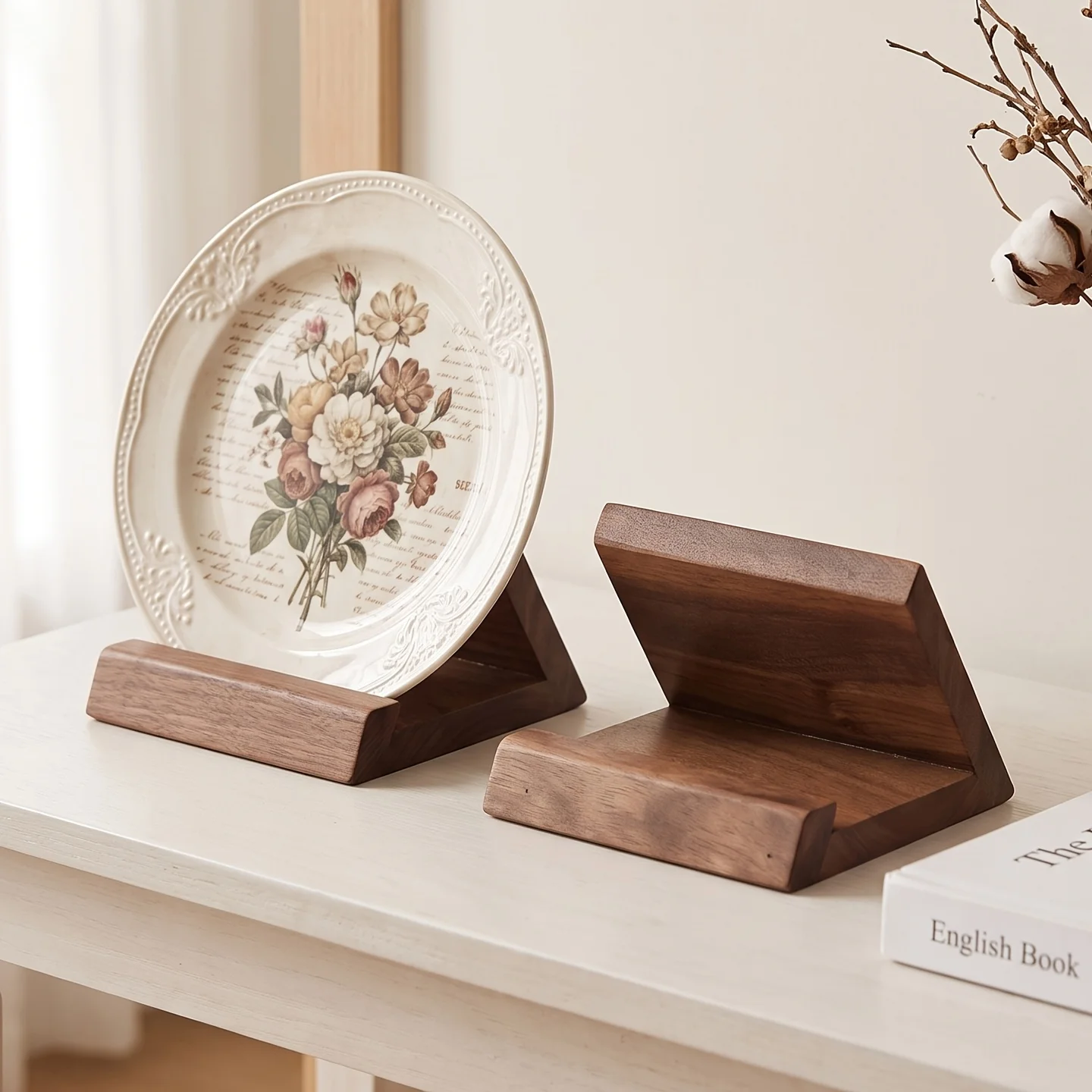 1PC Plate Stand for Display ,Plate Holder Easel ,Wooden Decorative Table Top Plate Stand, Picture Frame Holder for Photo.