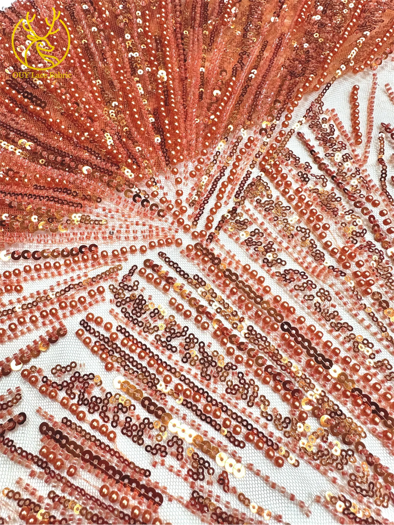 Afrikanischer Perlen-Spitzenstoff 2026 Heißer Verkauf Nigeria Französischer Tüll-Pailletten-Spitzenstoff für Party-Abendkleid-Nähmaterial 5 Yards – Detail 9
