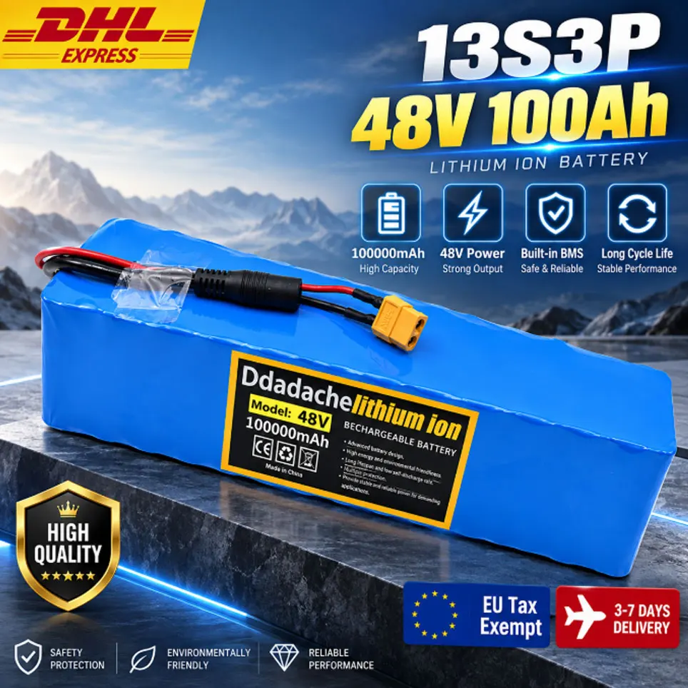Monopattino elettrico 48V 100Ah 13S3P 2000W con batteria al litio a ricarica rapida, dotato di BMS intelligente e motore ad alta potenza integrato da 500W a 2000W