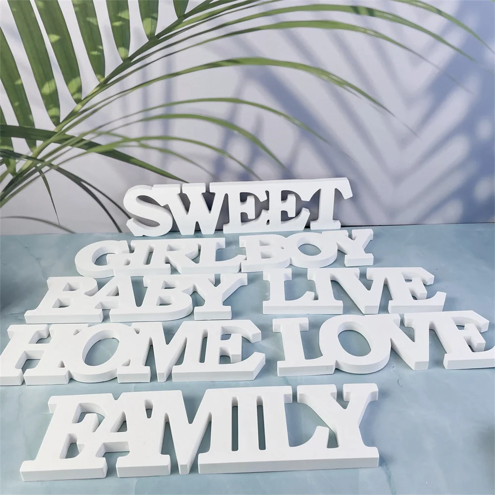 English Letter Ornament Silicone Mold DIY Candle Holder Cement Gypsum Mold Home  Desktop Decoration Jewelry Mold