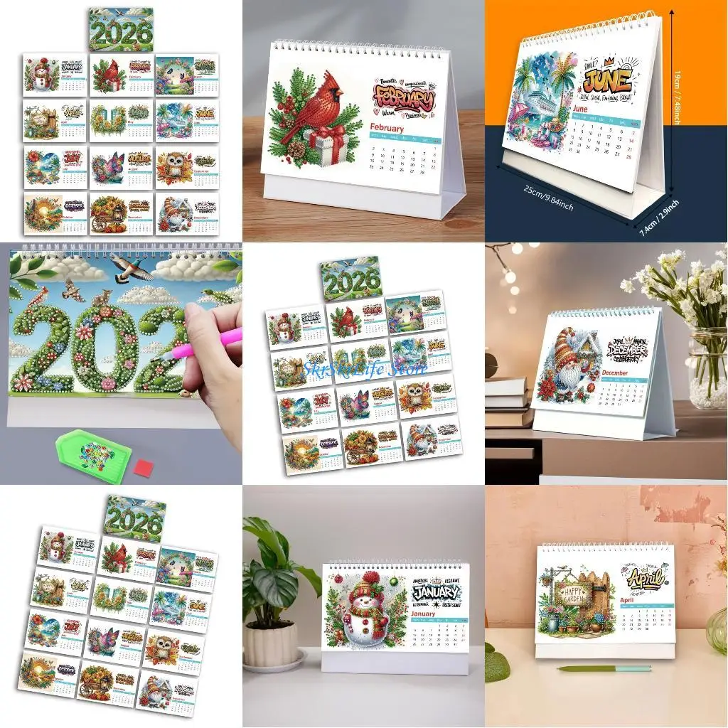 

E65E 2026 Painting Calendar Handmade Art Calendar with Stickers, Decorative for Home & Office