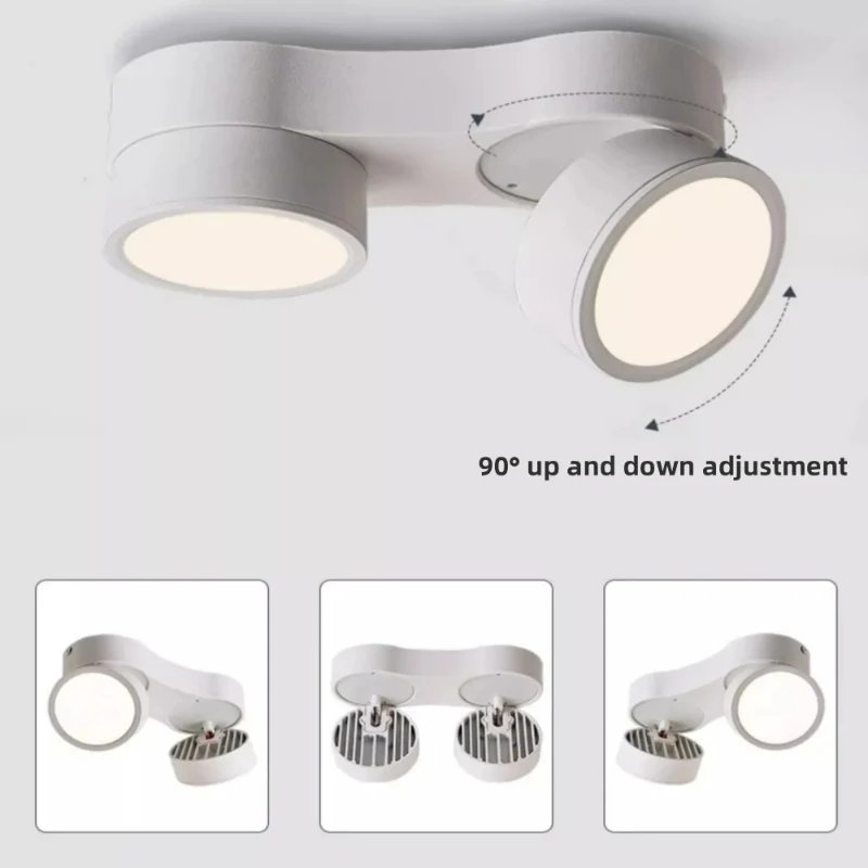 

Ультратонкие светодиодные прожекторы с двойной головкой без перфорации и регулируемым углом, без основного света, потолочное освещение для гостиной