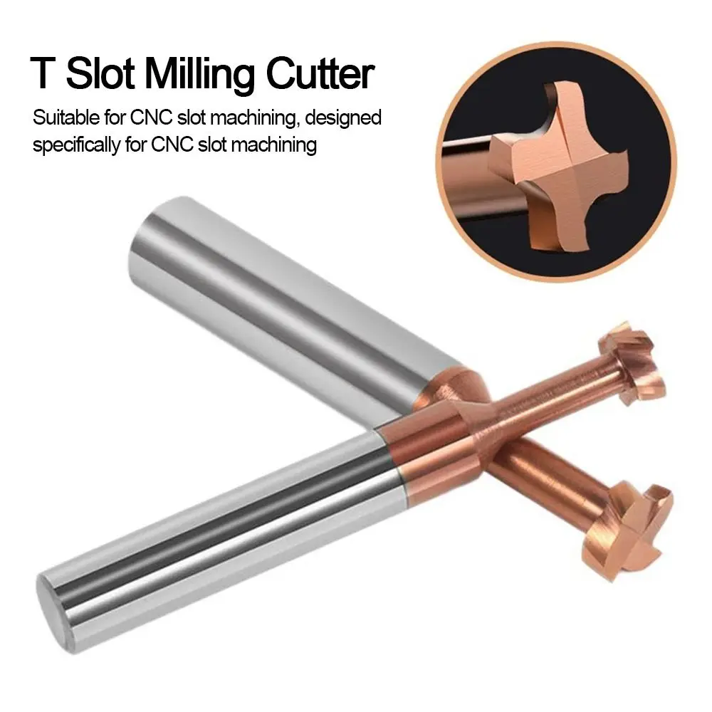 

New Carbide T Slot Milling Cutter 4 Teeth Round Handle T-Groove End Mills Coating Groove Cutter