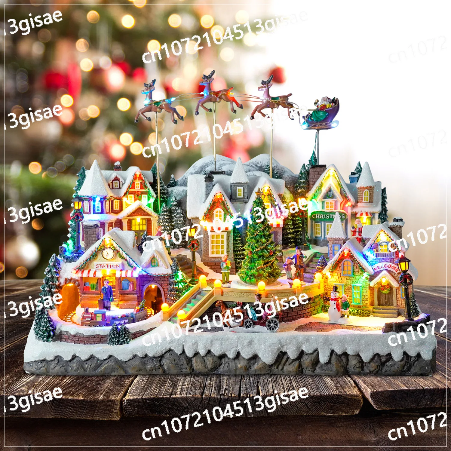 Large Luminous Music House, Flying Deer Christmas Decoration, Christmas Decoration Ornament