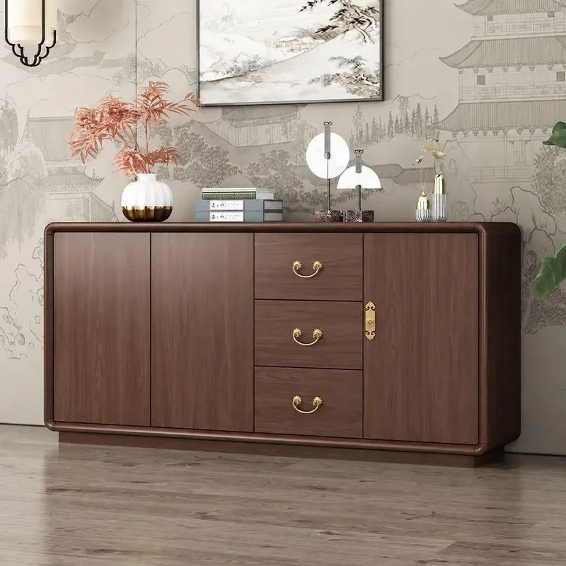 2026 New Solid Wood Dining Side Cabinet Household Living Room Integrated Small Sideboard Multi Functional Storage Locker