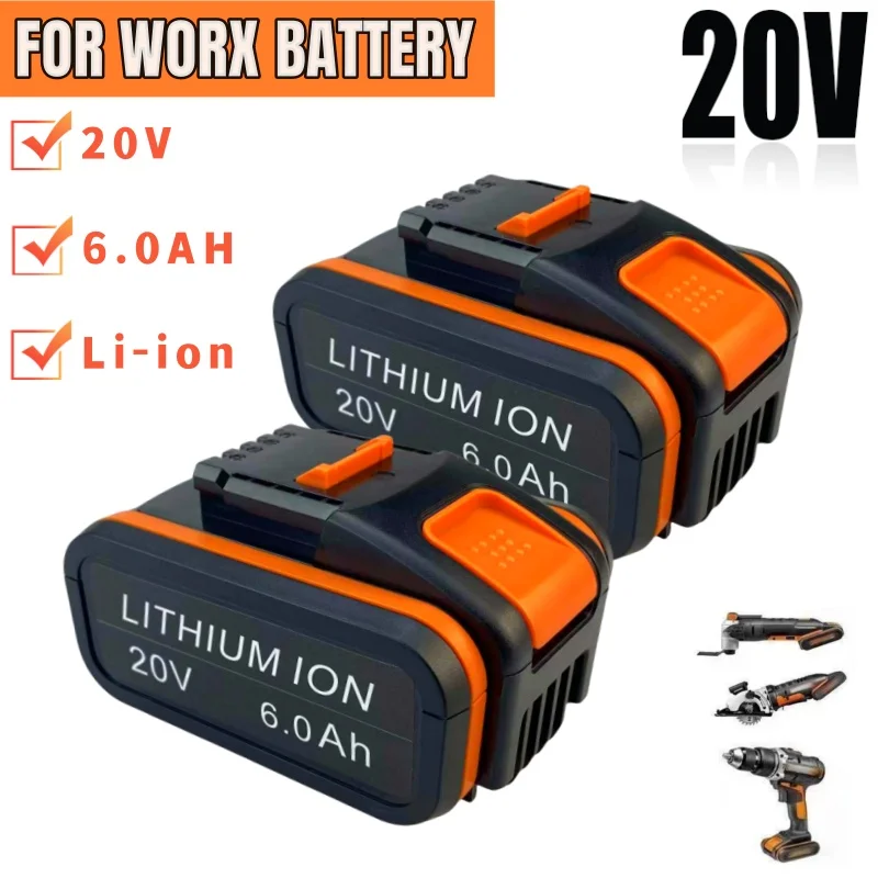 Worx WA3551 WA3553 WX176 WX550 WX386 WX373 WX290 WX800 WU26820V 6.0Ah Lithium ion Replacement Rechargeable Battery