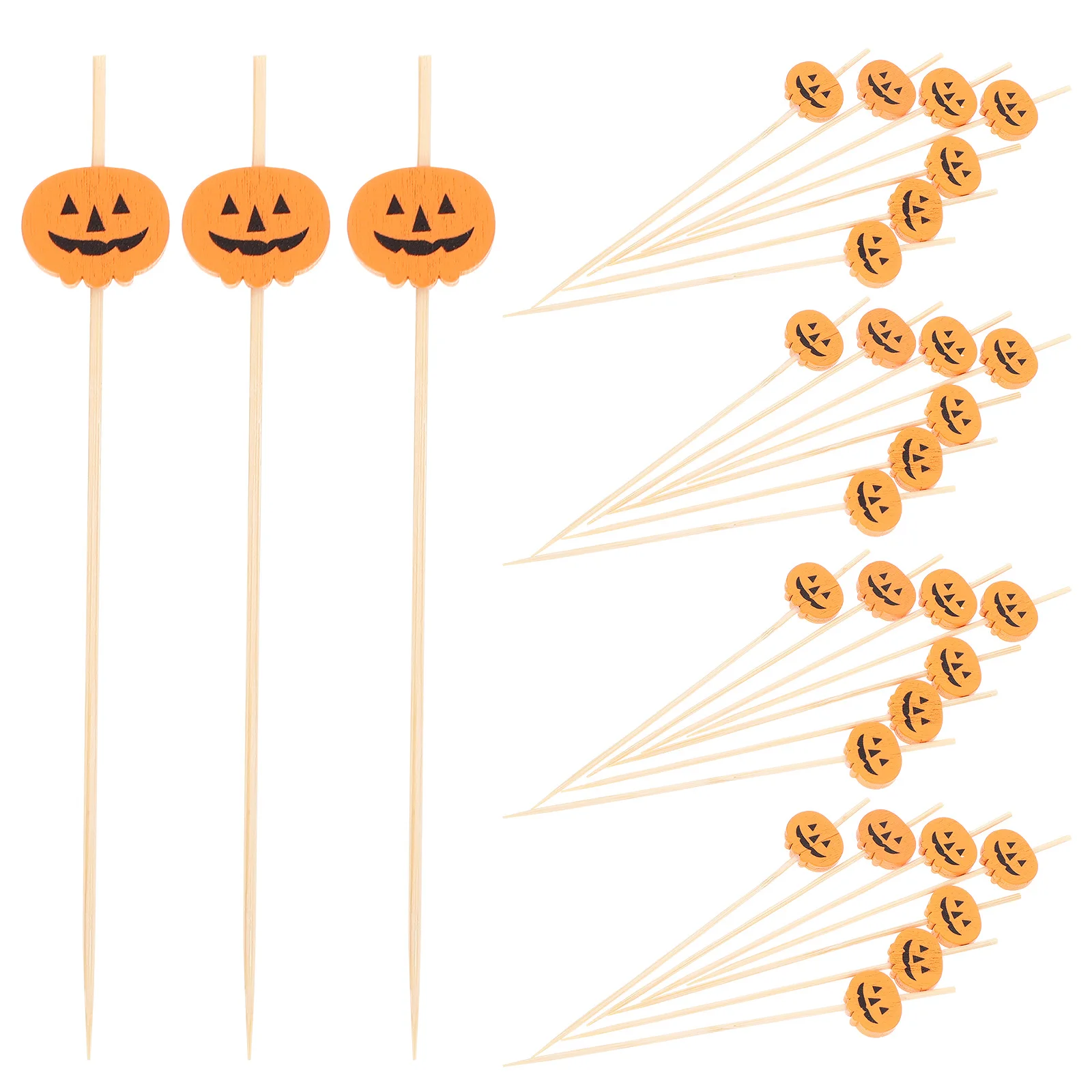 

100pcs Pumpkin Picks Fruit Cocktail Toothpicks Appetizers S wich Food Skull Bamboo Disposable Kitchen Bar