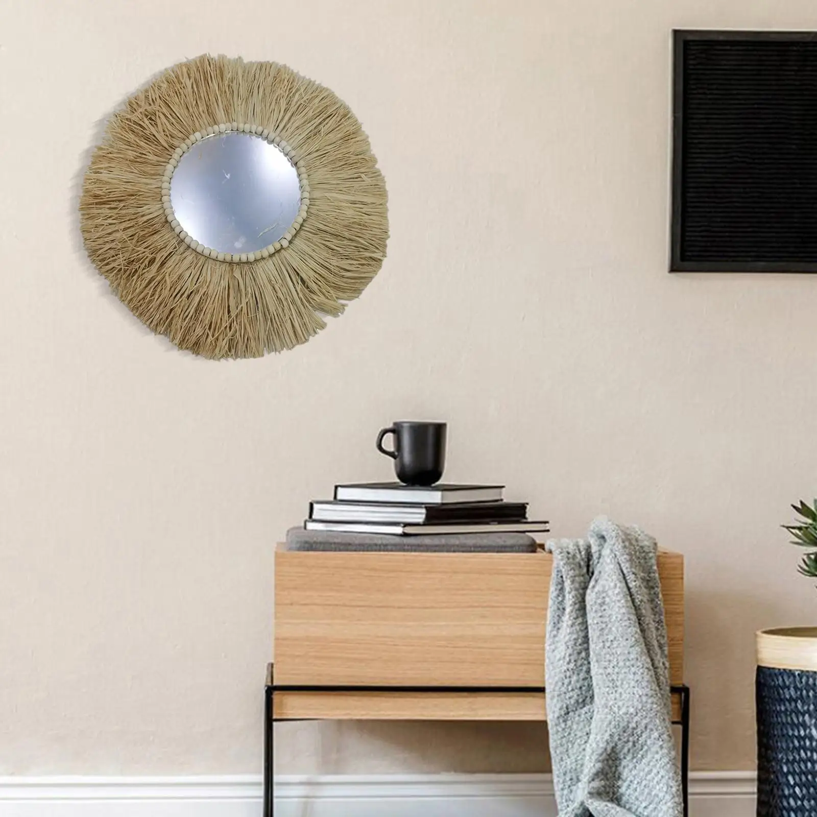 مرآة مستديرة مغربية مصنوعة يدويًا، ديكور أصلي، مرآة معلقة على النصف السفلي