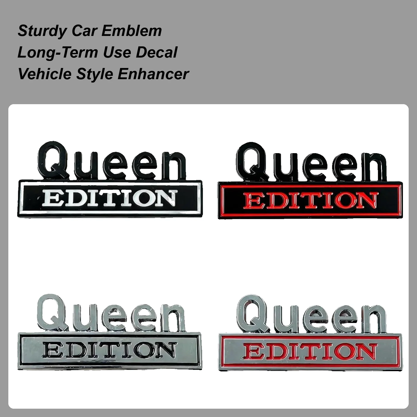 

2pcs Queen Edition Metal Car Sticker Label 3D Waterproof Bumper Decals Queen Edition Emblem For Trucks SUVs Motorcycle