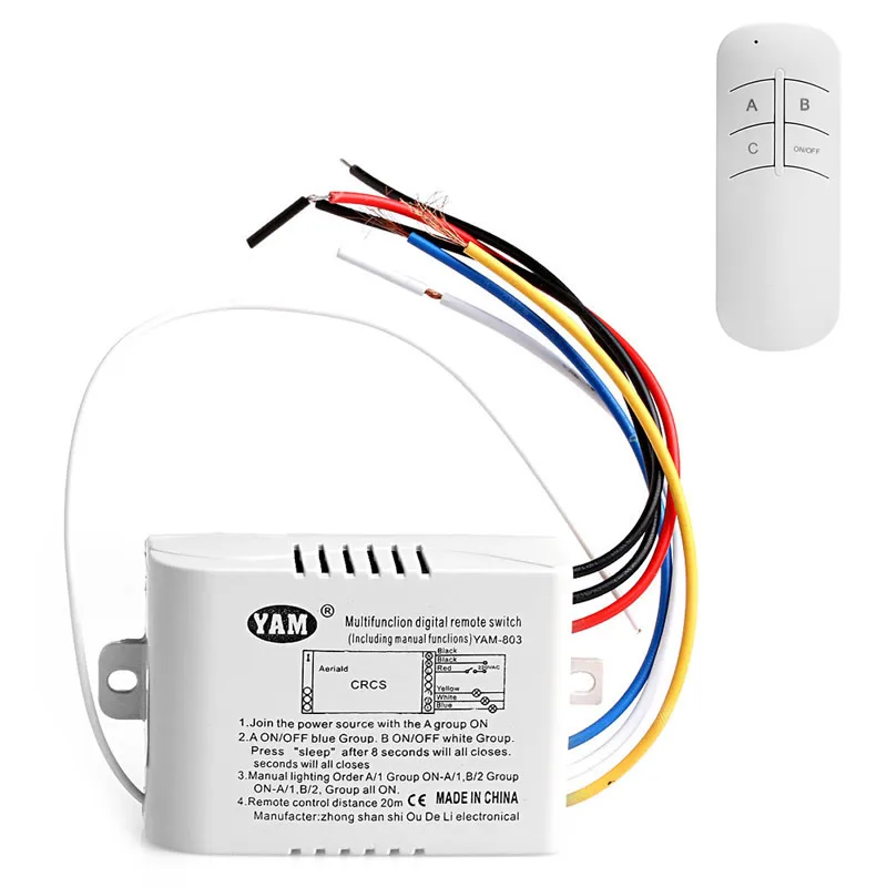 

220V 3-way Wireless Light Receiver for LED Bulbs Ceiling Lights Lamps