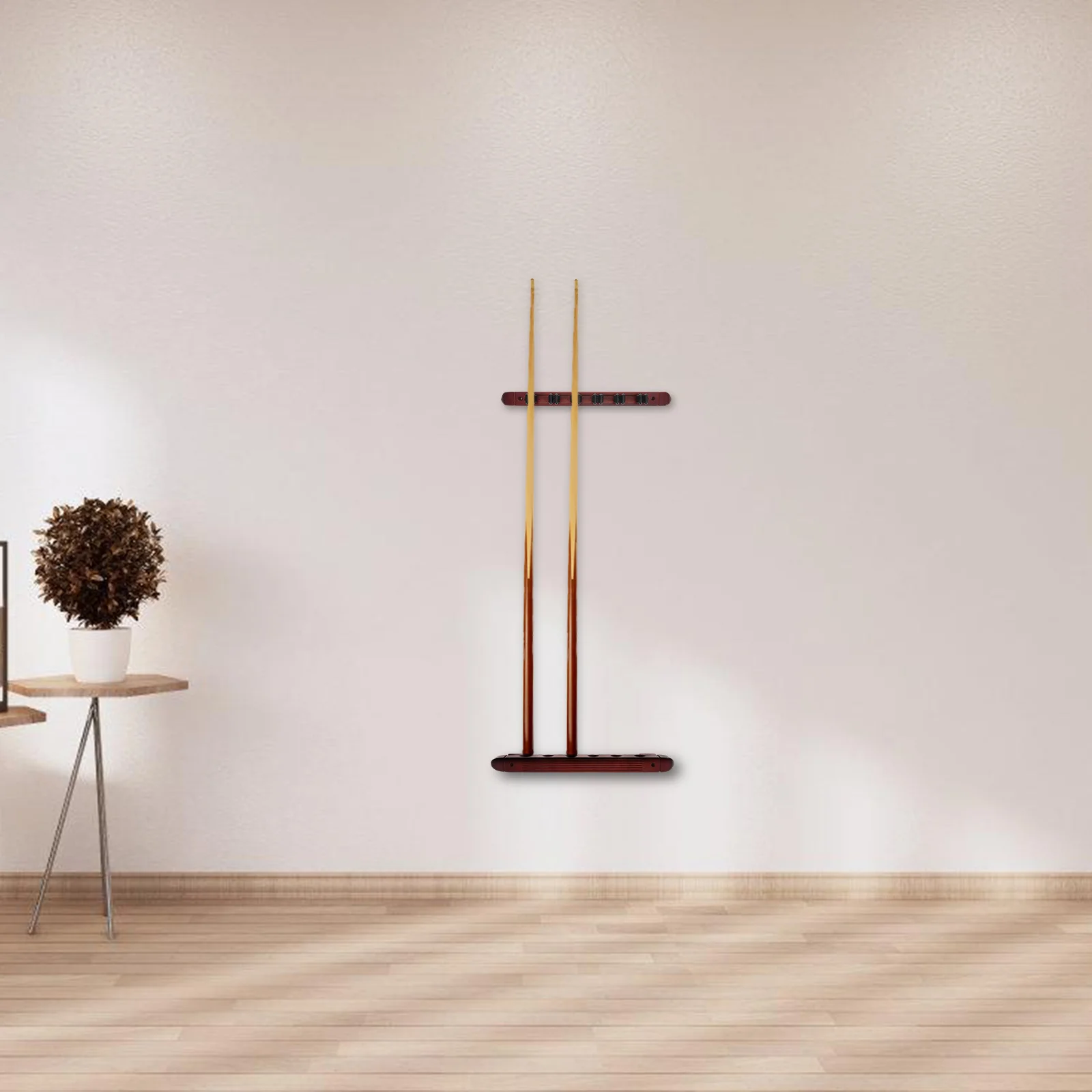 

2 Pcs Stick to The Wall Solid Wood Billiard Cue Stand Plastic Billiards Pool Accessories