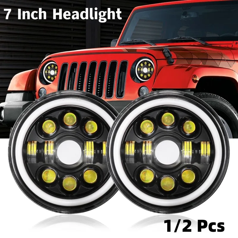 

7 Inch Round LED Headlight Motorcycle Trunk Headlamp Light Signal Lamp For Jeep Wrangler JK TJ CJ Hummer