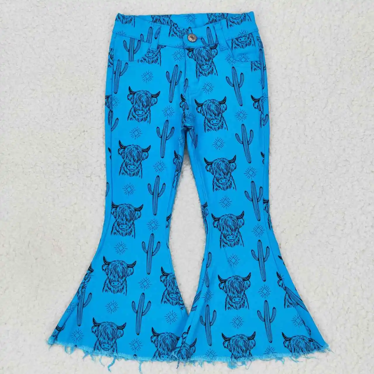 Z924-03 New Wholesale Girls' Autumn And Winter Trousers And Jeans With Multi-Bell-Bottoms In Bright Colors And Ruffle