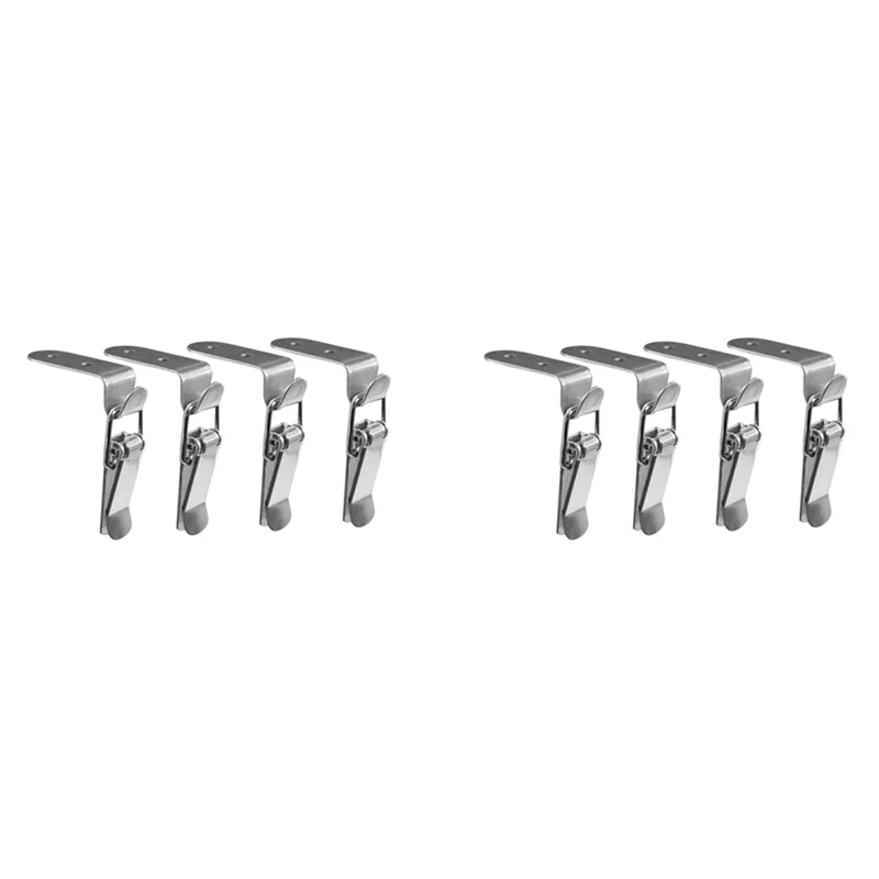 

FAST-2X 90 Degrees Duck-Mouth Buckle Hook Lock Stainless Steel Spring Loaded Draw Toggle Latch Clamp Silver Hasp Latch Catch