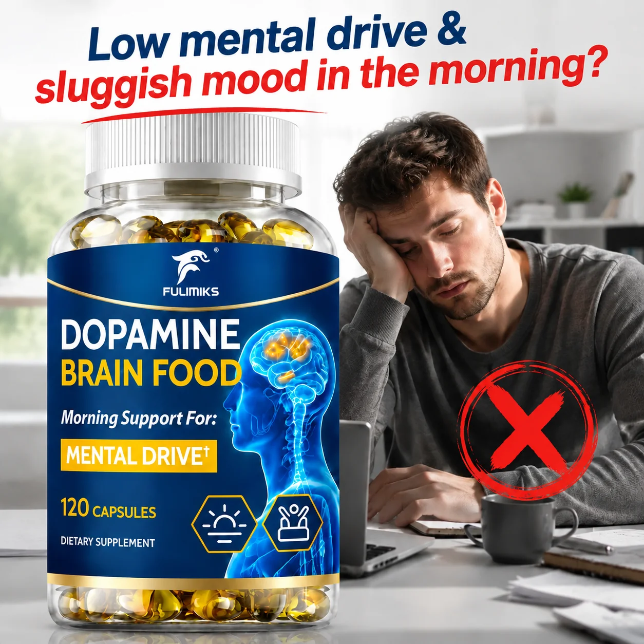 Dopamine Brain Support Supplement,Promote Brain Wellness,Mental Drive & Sharp Concentration, Mental Clarity & Healthy Motivation