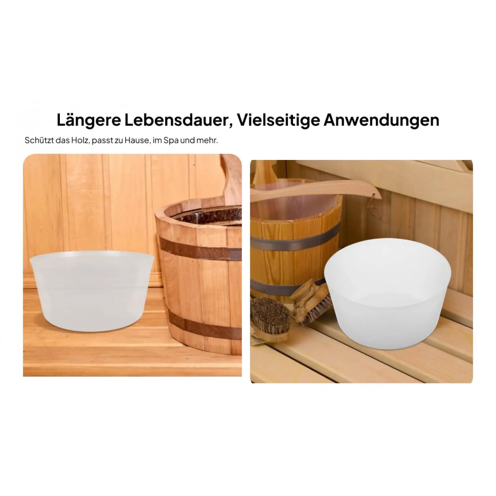 Steam Room Sauna Wooden Barrel Liner PP Plastic Bucket Insert for Home Spa Bath Accessories