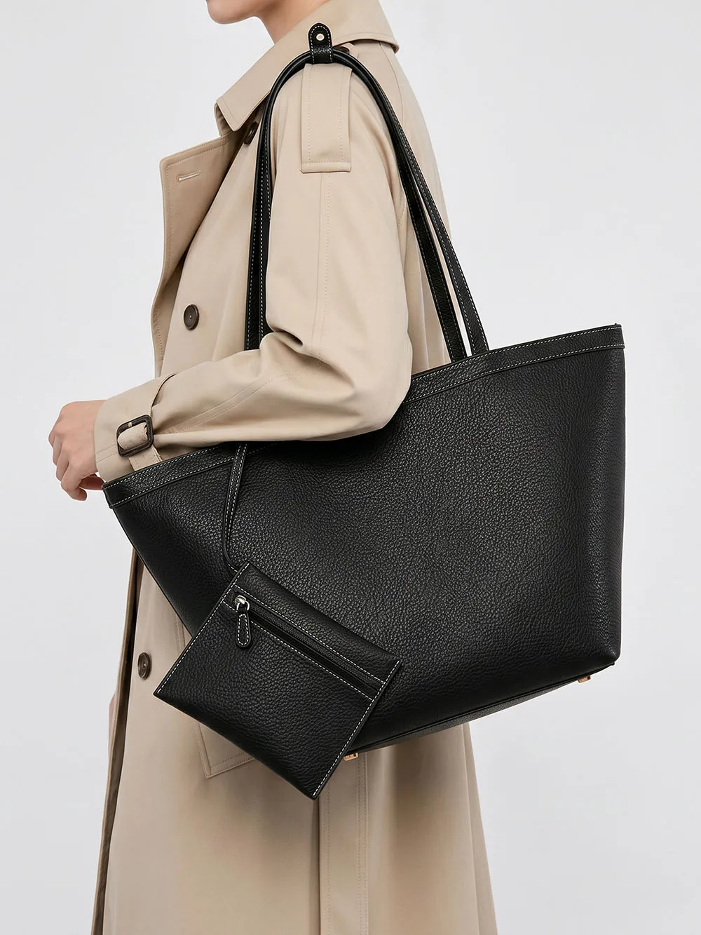 Women's Tote Bag Large Capacity Simple PU Handbag Solid Color Mother and Child Bags Casual Versatile Daily Shoulder Bags