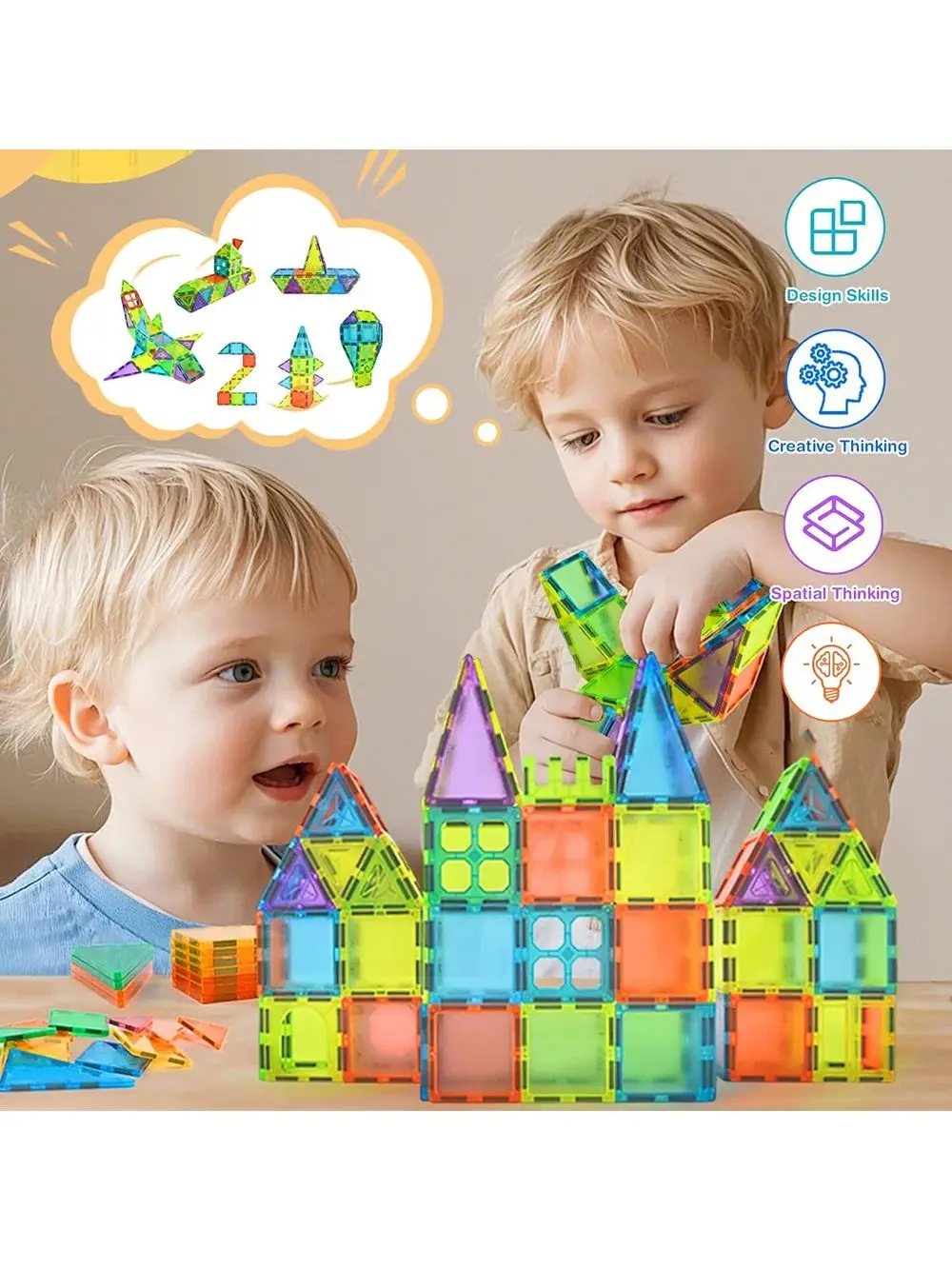 Magnetische bouwstenen voor kinderen vanaf 3 jaar, sterke magneten Montessori STEM leerzaam speelgoed cadeau om de creativiteit van kinderen te stimuleren - afbeelding 2