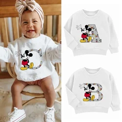 Mickey Children Sweatshirts Letter A B C D Name Combination Clothes Kawaii Cartoons Pullover Girl Boy Kid Fashion Sportswear Top