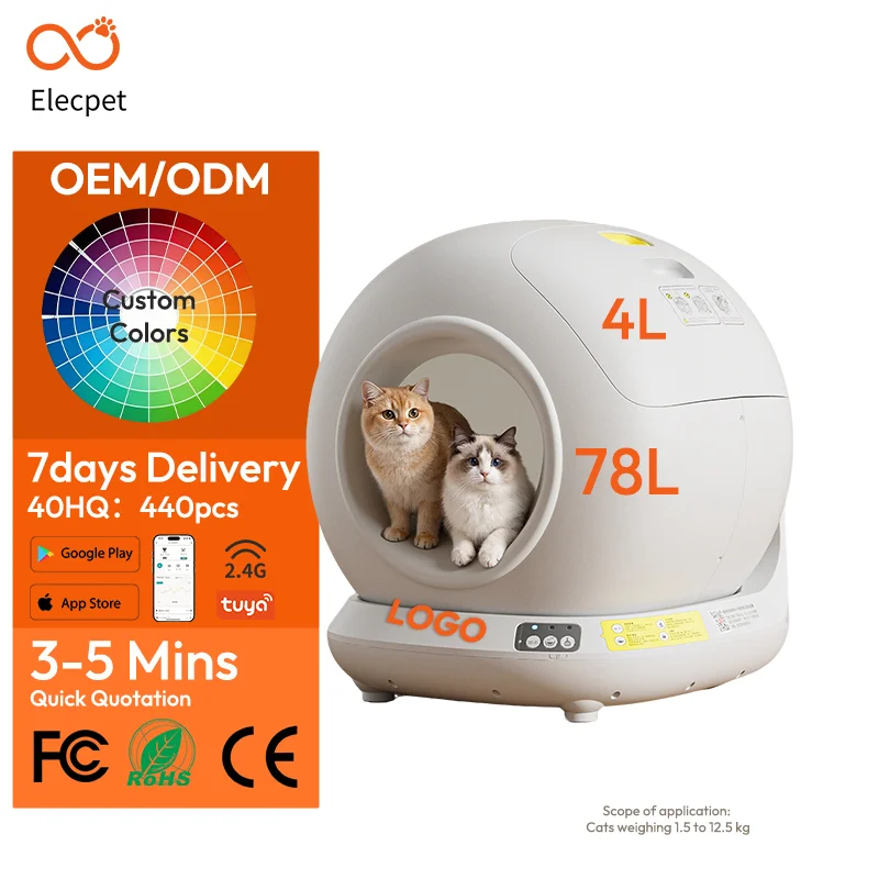 78L Automatic Cat  Box Self Cleaning with App Control & Cat  Mat Smart Cat Toilet for Multiple Large Cats