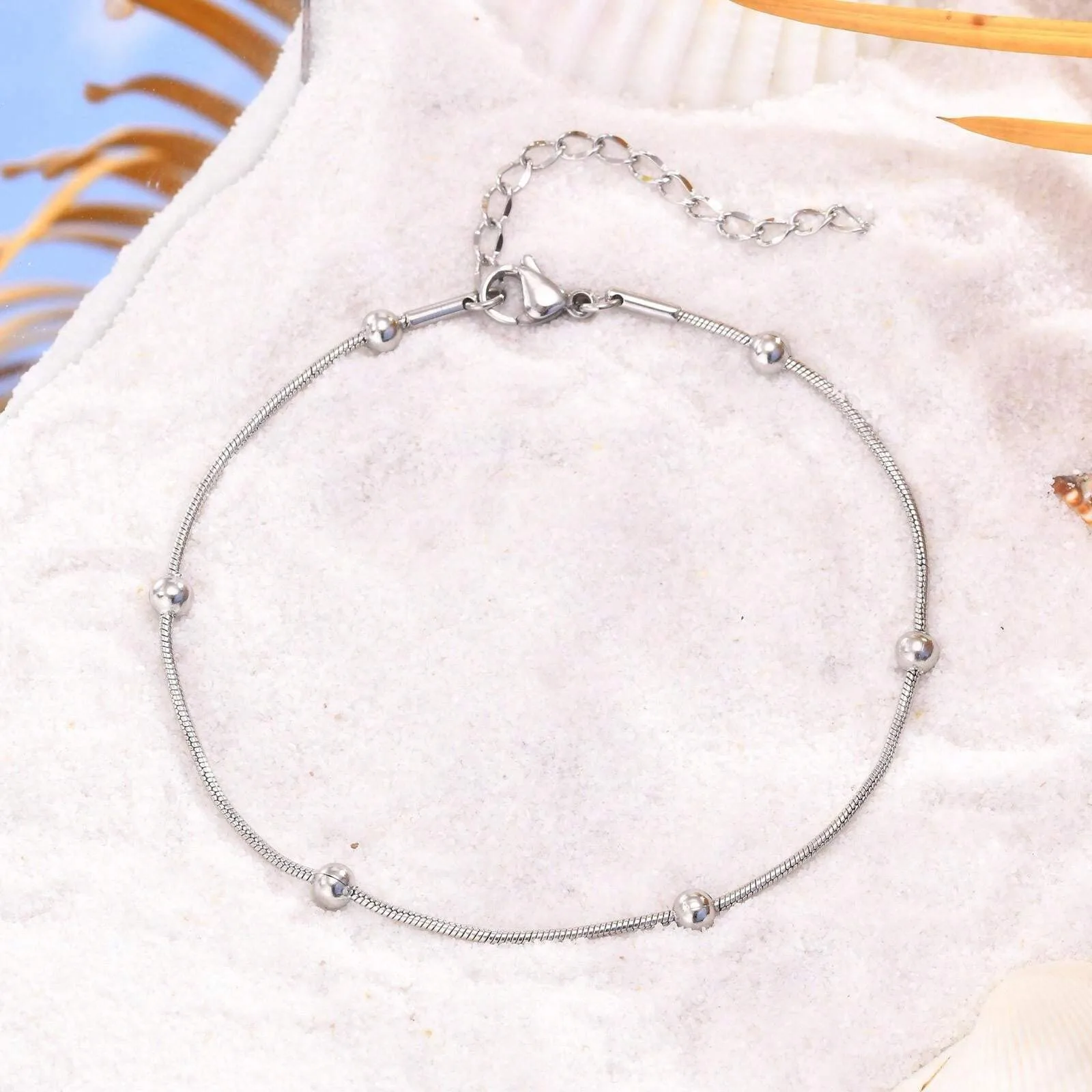 أنيقة بسيطة الذهبي الأفعى حبة سلسلة الخلخال للنساء الفولاذ المقاوم للصدأ خلخال ارتداء اليومي مجوهرات هدية لأفضل صديق