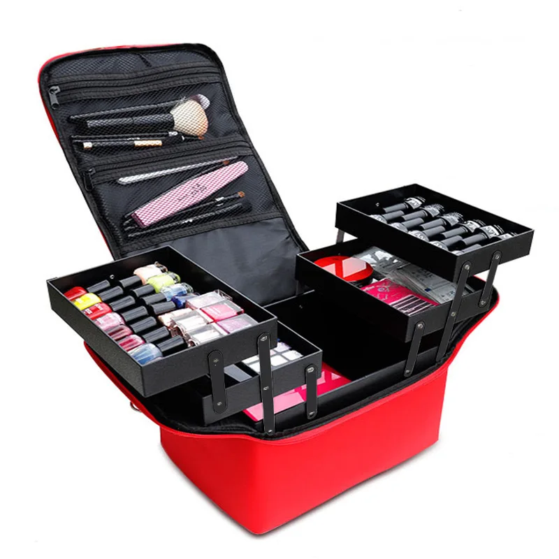 Professional Portable Cosmetic Bag Beauty Nail Toolbox Large Capacity Travel Storage Bag Simple Handheld Cosmetic Case