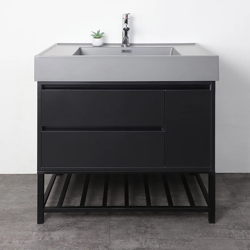 Luxury 60 Inch Single Sink Bathroom Vanity with Modern Design Water-Resistant LED Mirror Vintage Style-for Hotels
