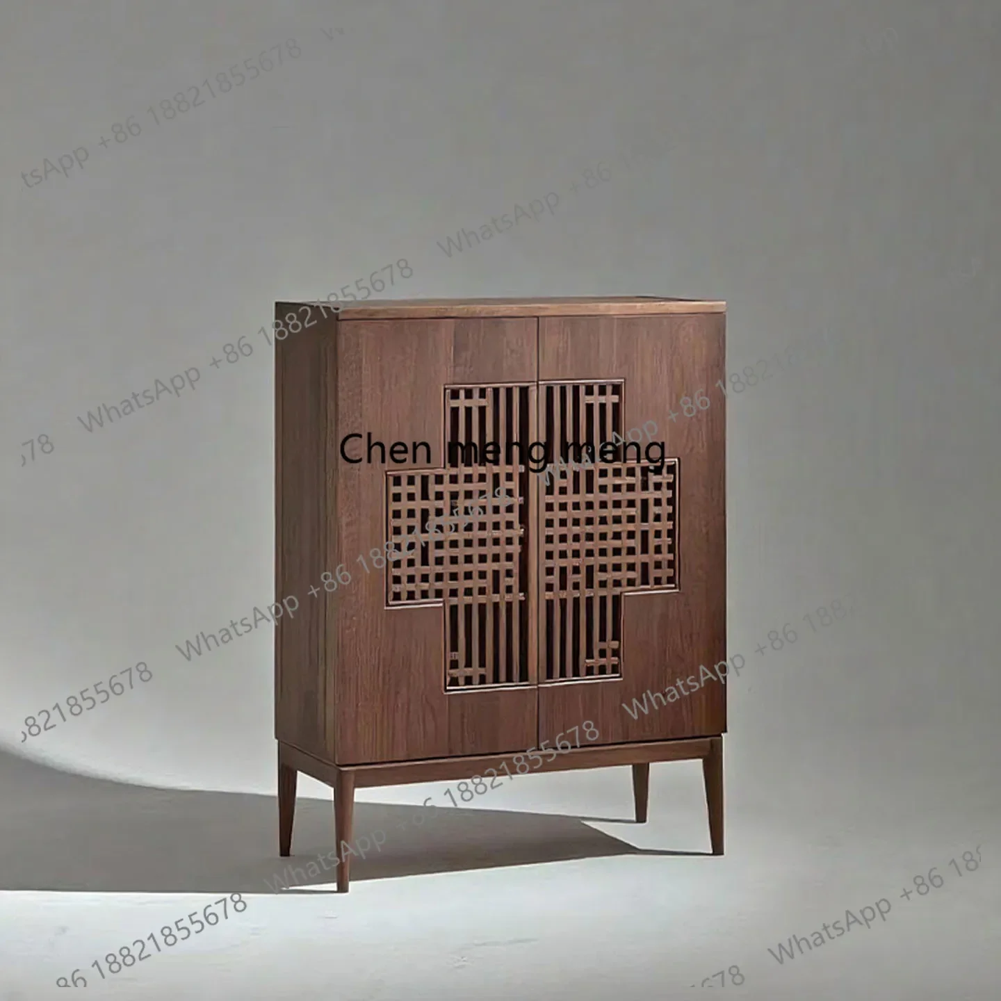 

New Chinese style North American black walnut Song style aesthetic minimalist entrance cabinet solid wood storage side cabinet H