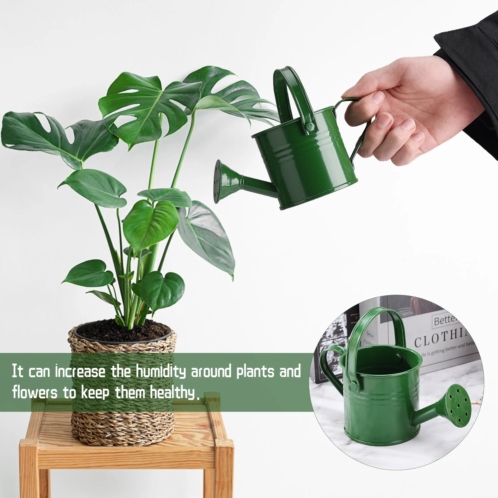 Green Iron Shower Flower Home Gardening Watering Pot Long Mouth  Large Capacity Watering Can Plant Watering Tool with Handle