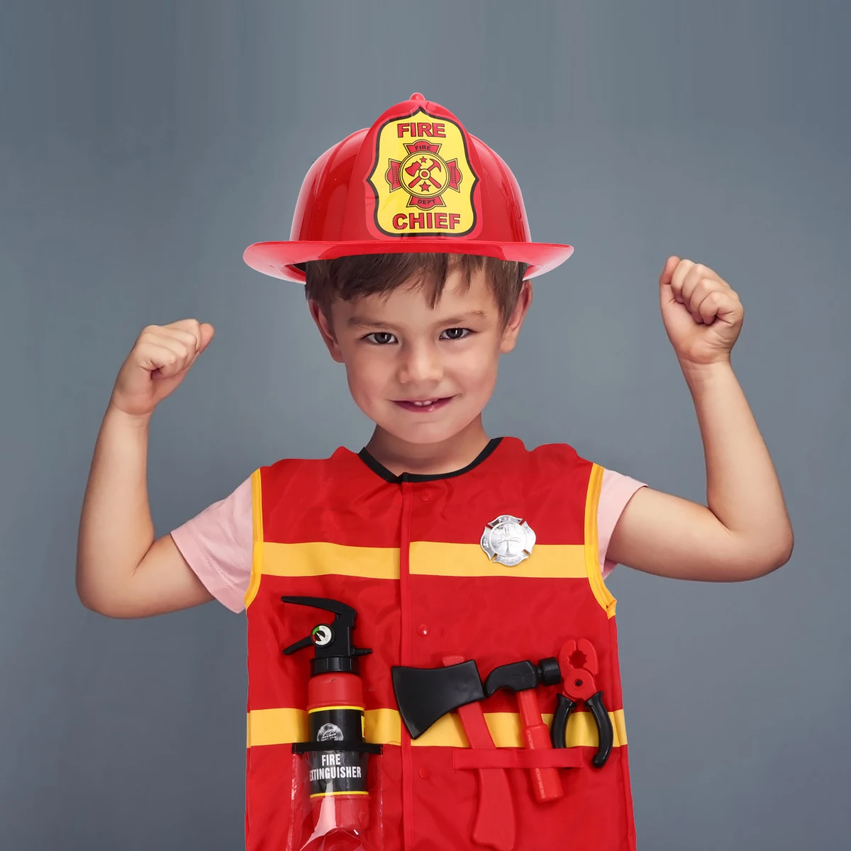 

7pcs s Firefighter Costume Set Role Play Clothes For Career Experience Game Fireman Outfit Cosplay Suit Party