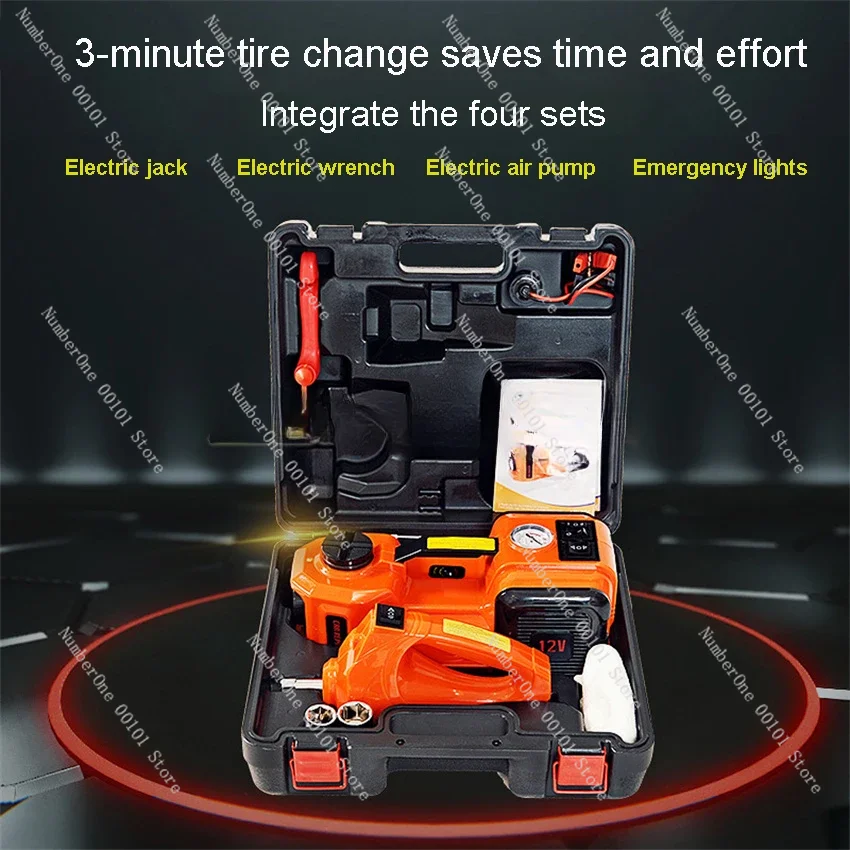 5Ton 4 in 1 Car Floor Jack Electric Hydraulic Car Jack 12V with Inflator Pump LED Light for Car Truck Tire Repair Tool