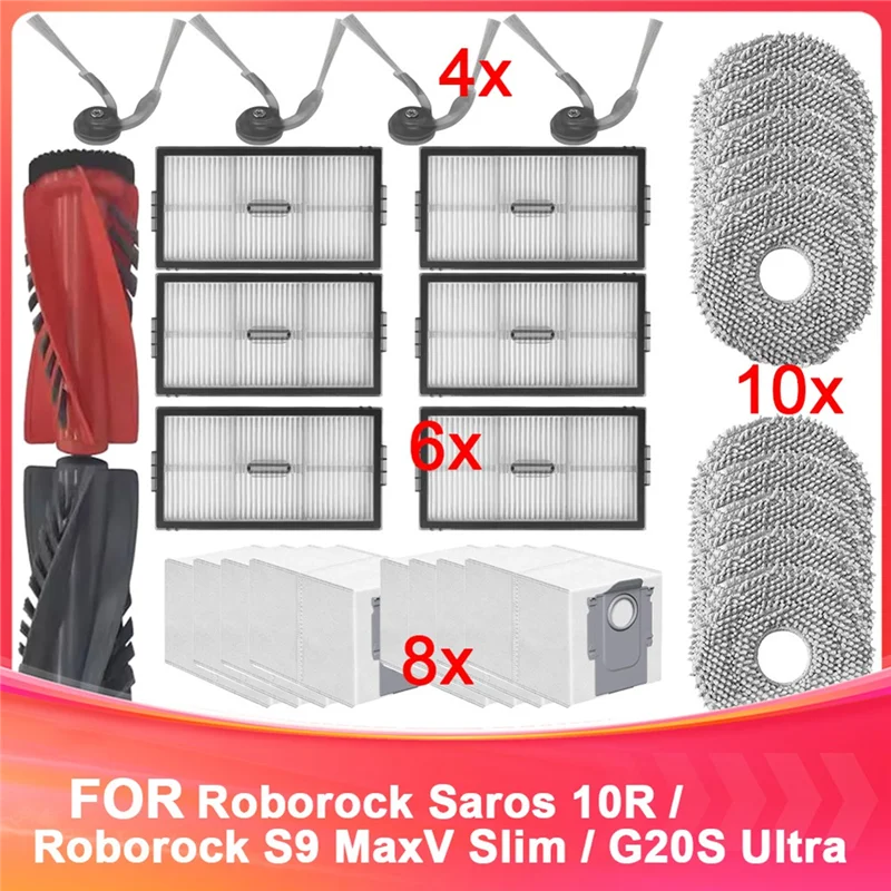 

ABVJ-совместимые для Roborock Saros 10R/S9 Maxv тонкие запасные части, основная боковая щетка, фильтр, швабра, мешок для пыли, аксессуары, расходные материалы