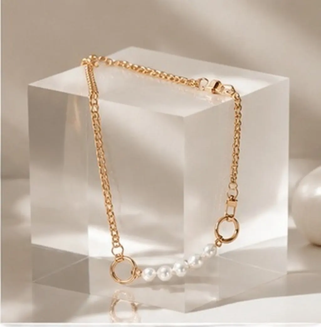 2pcs Metal Pearl Gold Purse Chain Strap for Handbag, Detachable Crossbody Clutch Extension Accessory