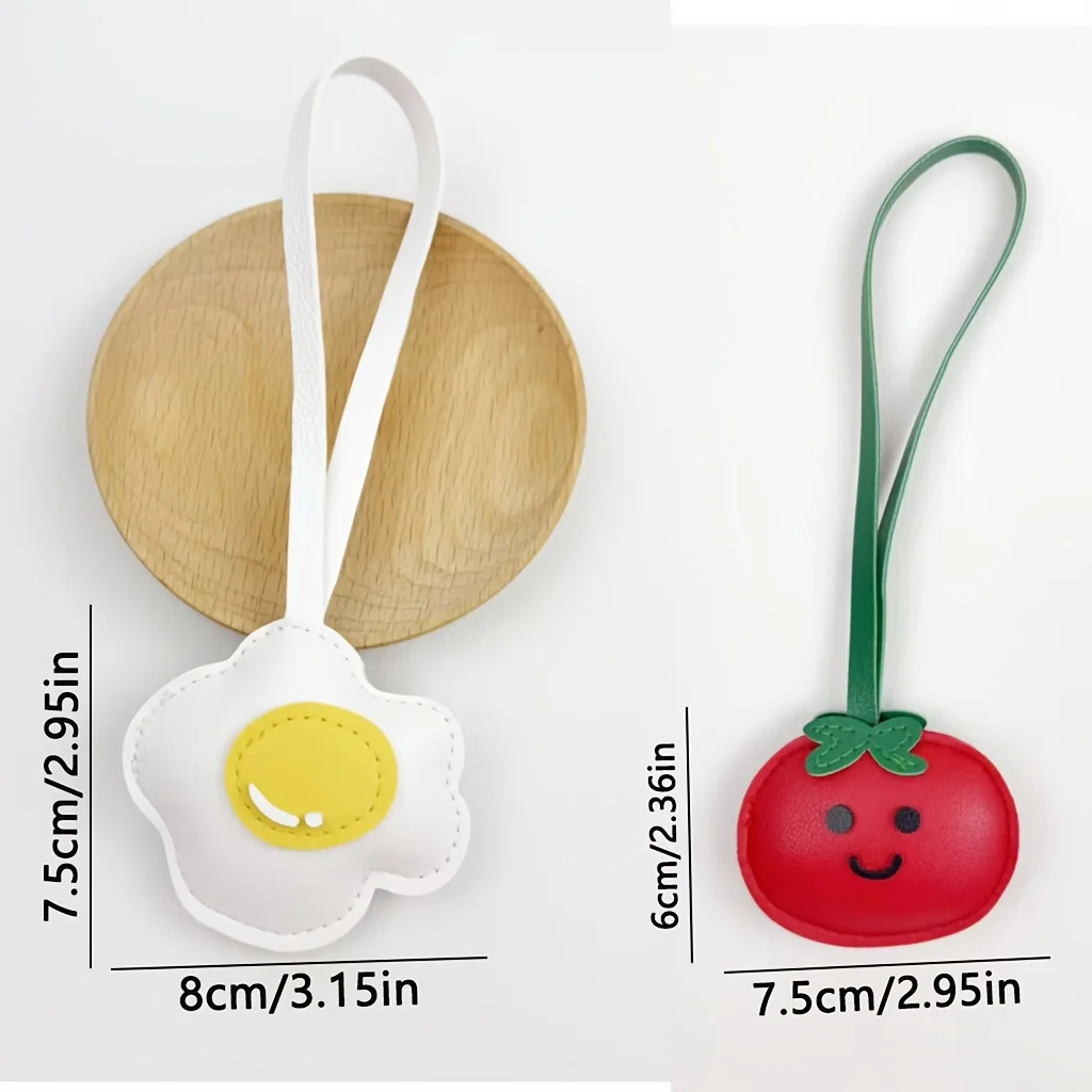 1pc New Cute Fried Egg Tomato Bag Charm,Creative Exquisite Couple Pendant Accessory,Cute Charm,Fashion Accessory,Creative Design