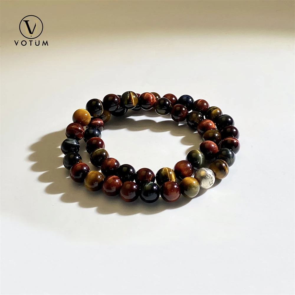 

Votum Natural Red Yellow Blue Tiger Eye Bracelet for Women Men Tourmaline Protection Luck Crystal Chakra Healing Stone Jewelry