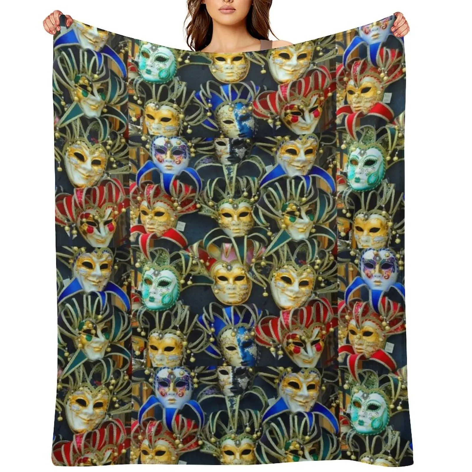 

Venetian Opera Masks Throw Blanket Bed Fashionable Cute Plaid Plaid on the sofa Extra Large Throw Blankets