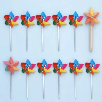 

25Pcs Hexagonal Plastic Pinwheel Wind for Yard Decoration Bright Rainbow Colors Creative DIY Assembly