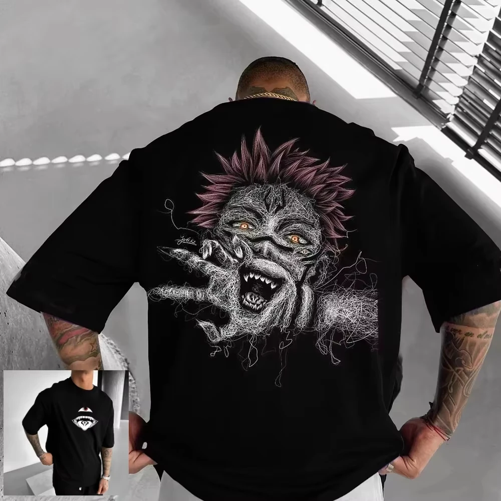 

Футболки унисекс Jujutsu Kaisen из хлопка, лето 2026, с мультяшным принтом, свободные повседневные топы с коротким рукавом