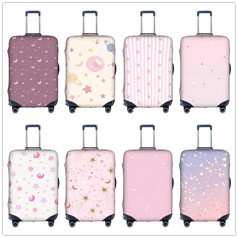 

Толстый эластичный защитный чехол для багажа с рисунком звезд и луны, на молнии, подходит для сумок и чемоданов 18-32 дюймов, аксессуары для путешествий
