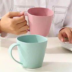 301-400ml Coffee Tea Milk Drink Cup Toothbrush Cup for Home Bathroom Reusable Plastic Eco-Friendly Wheat Straw Cup Juice Mug