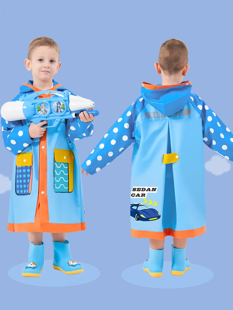 Stylish Kids Raincoat Reusable Children Rainwear Full Body Raincoat with Bag Space,Healthy Material,Suitable for School,Outdoor