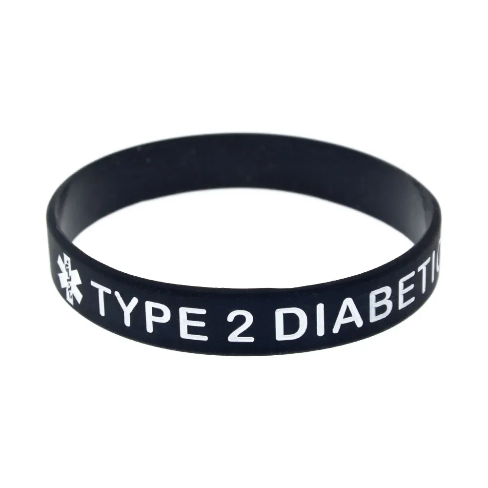 50 Stück Medizinisches Silikonarmband für Typ-2-Diabetiker, Gummiarmreif, Gesundheitsbewusstseinsarmband, Erwachsenengröße, 7 Farben – Detail 7