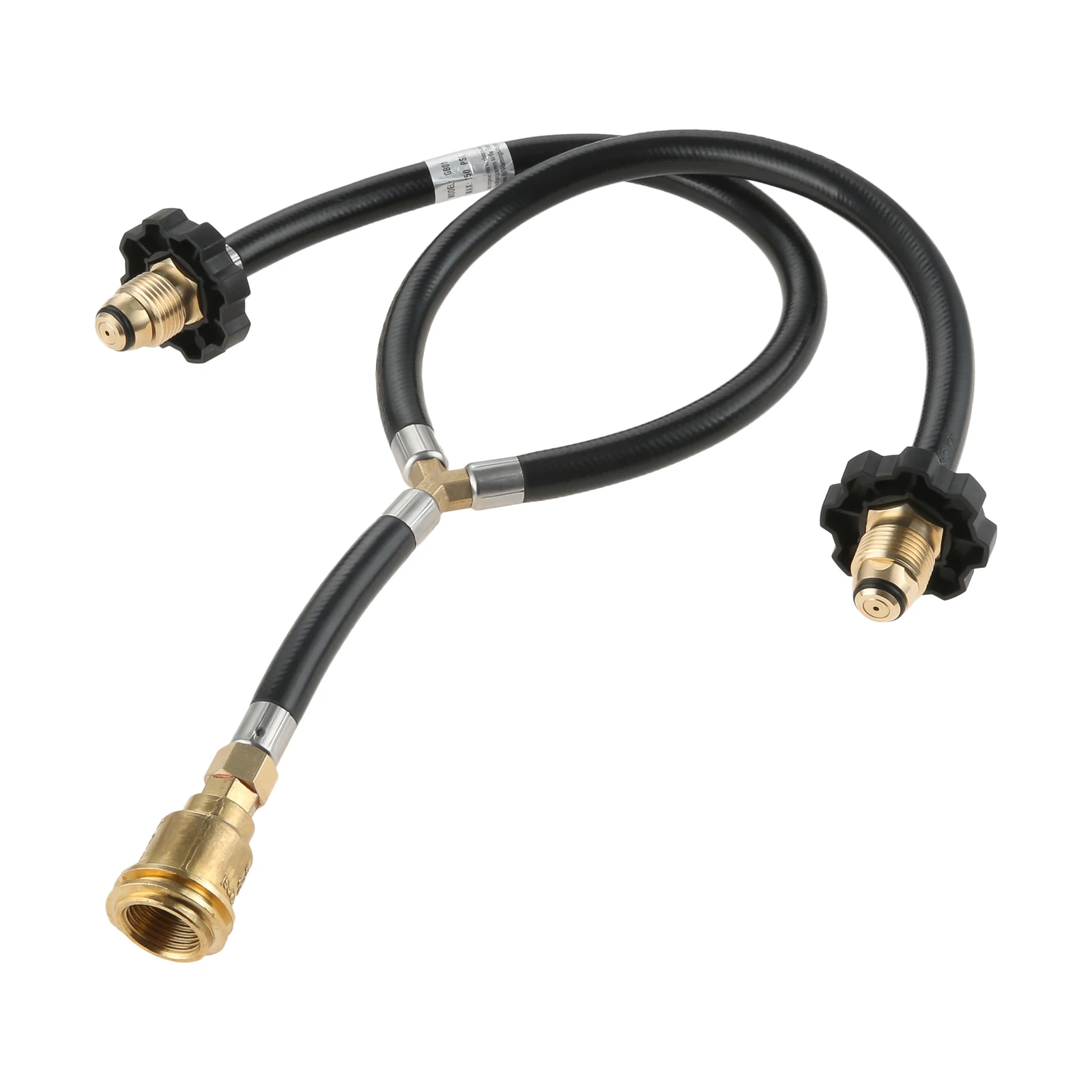Adaptador divisor de manguera de propano POL de 1 pieza con punta suave para parrilla, calentador, brasero, 350 PSI, conector QCC macho-hembra, fácil instalación