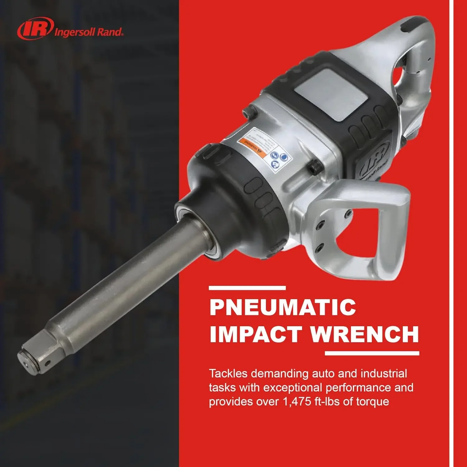 

Ingersoll Rand 285B-6 1 Pneumatic Impact Wrench - Heavy Duty Torque Output, 6 Inch Extended Anvil, 1 Inch, 2 Handles, High